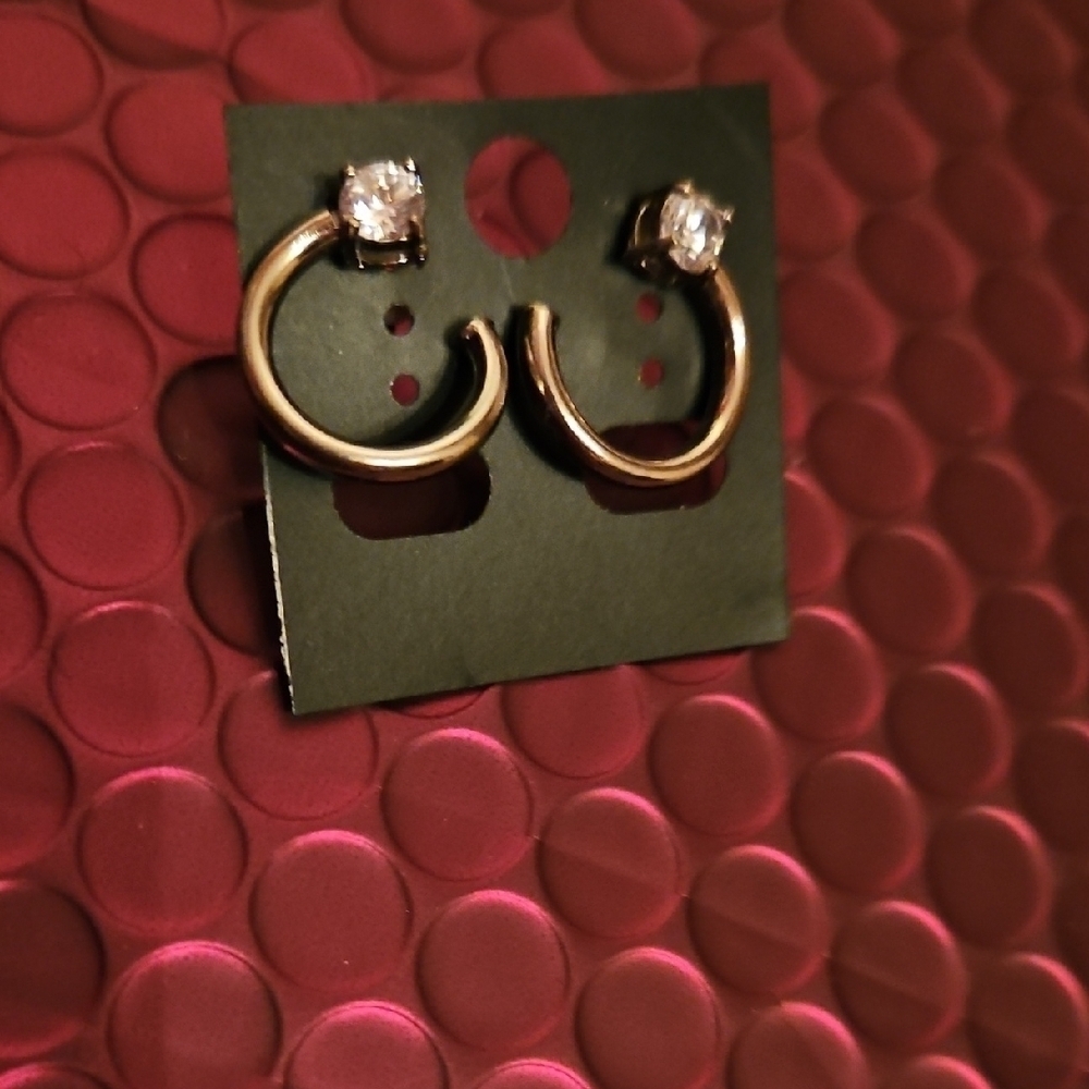 Silver Hoop Earrings with Crystal Accents